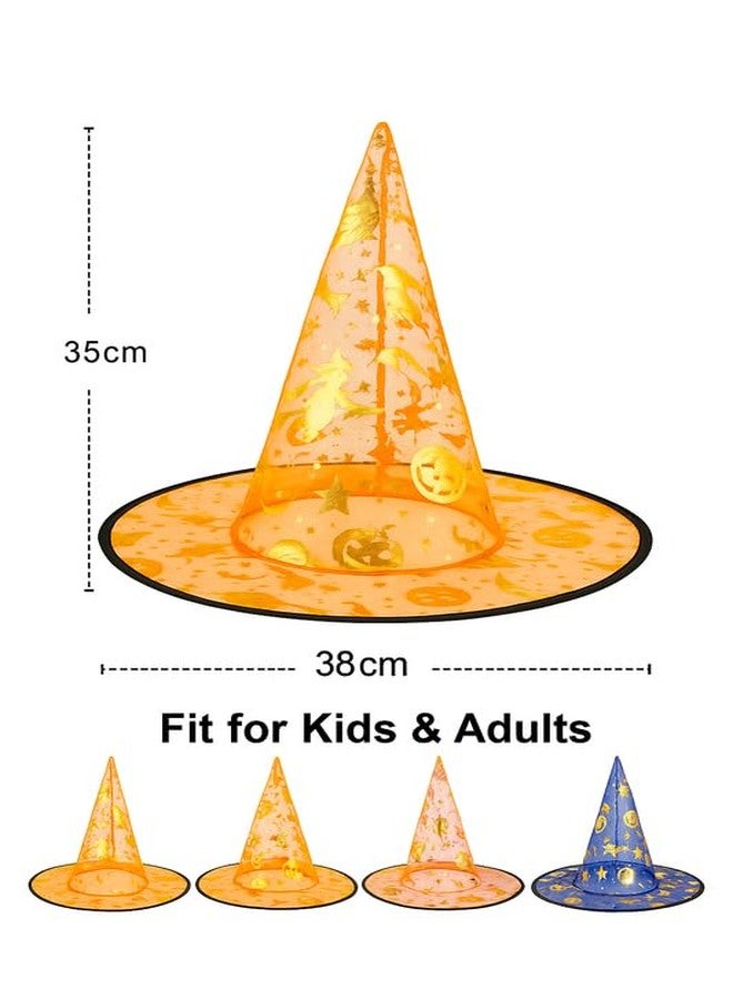 YUPPIN Orange Witch Hat with Golden Print - Halloween Party Hat for Kids & Adults Fancy Dress & Trick-or-Treat - Image 2